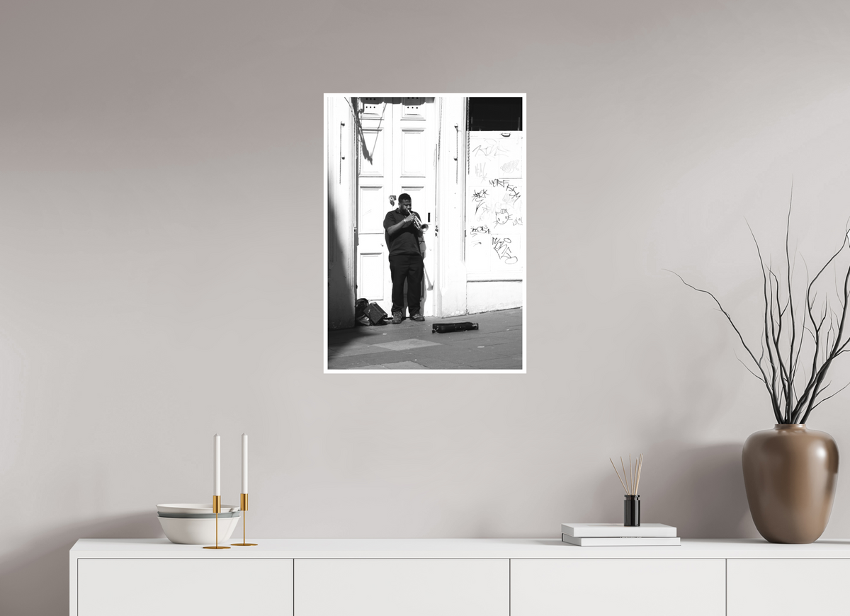 20 x 28″, Ilford B&W Photo Print Under Acrylic Glass Blues Man
