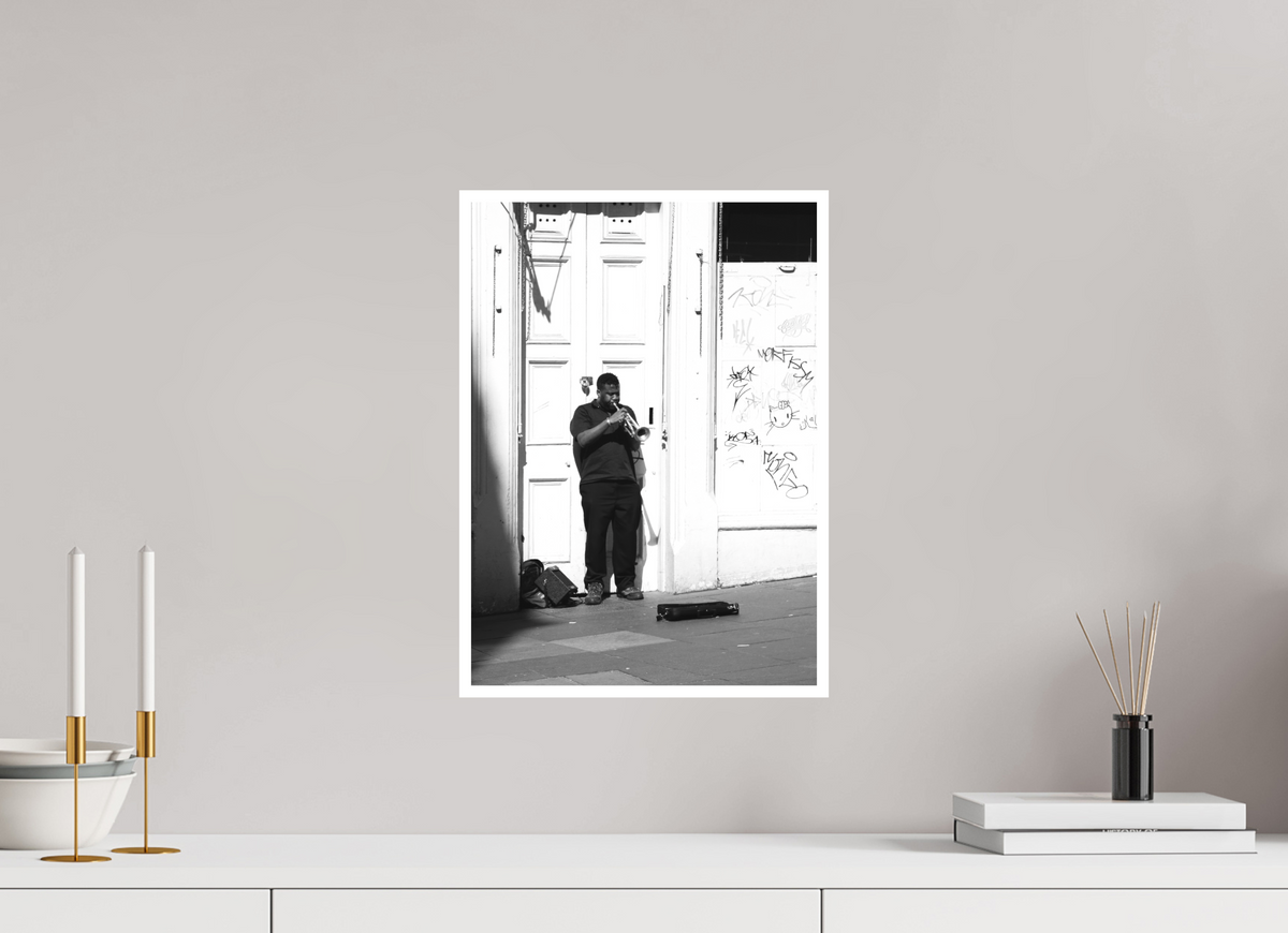 12 x 16.8″, Ilford B&W Photo Print Under Acrylic Glass Blues Man