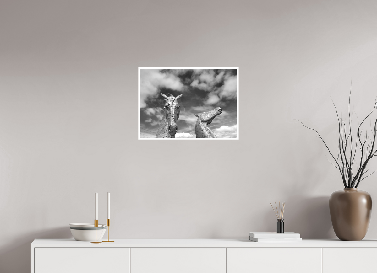22.4 x 16″, Ilford B&W Photo Print Under Acrylic Glass Kelpies