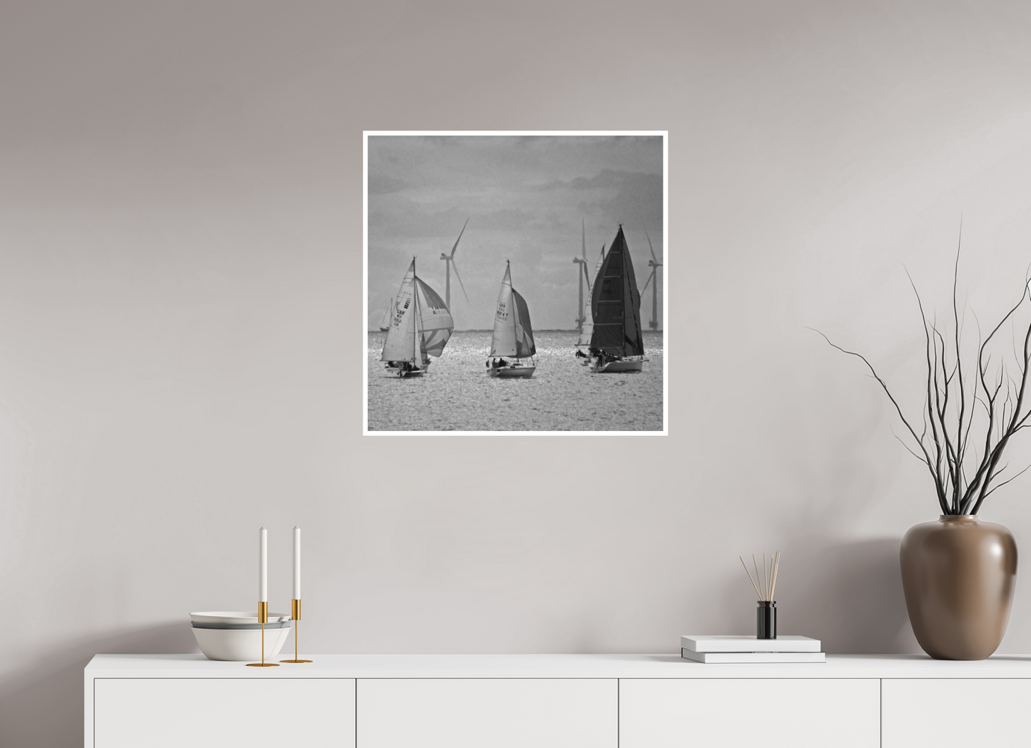 25 x 25″, Ilford B&W Photo Print Under Acrylic Glass Wind Power #1