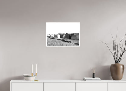 22.4 x 16″, Ilford B&W Photo Print Under Acrylic Glass Beach Huts