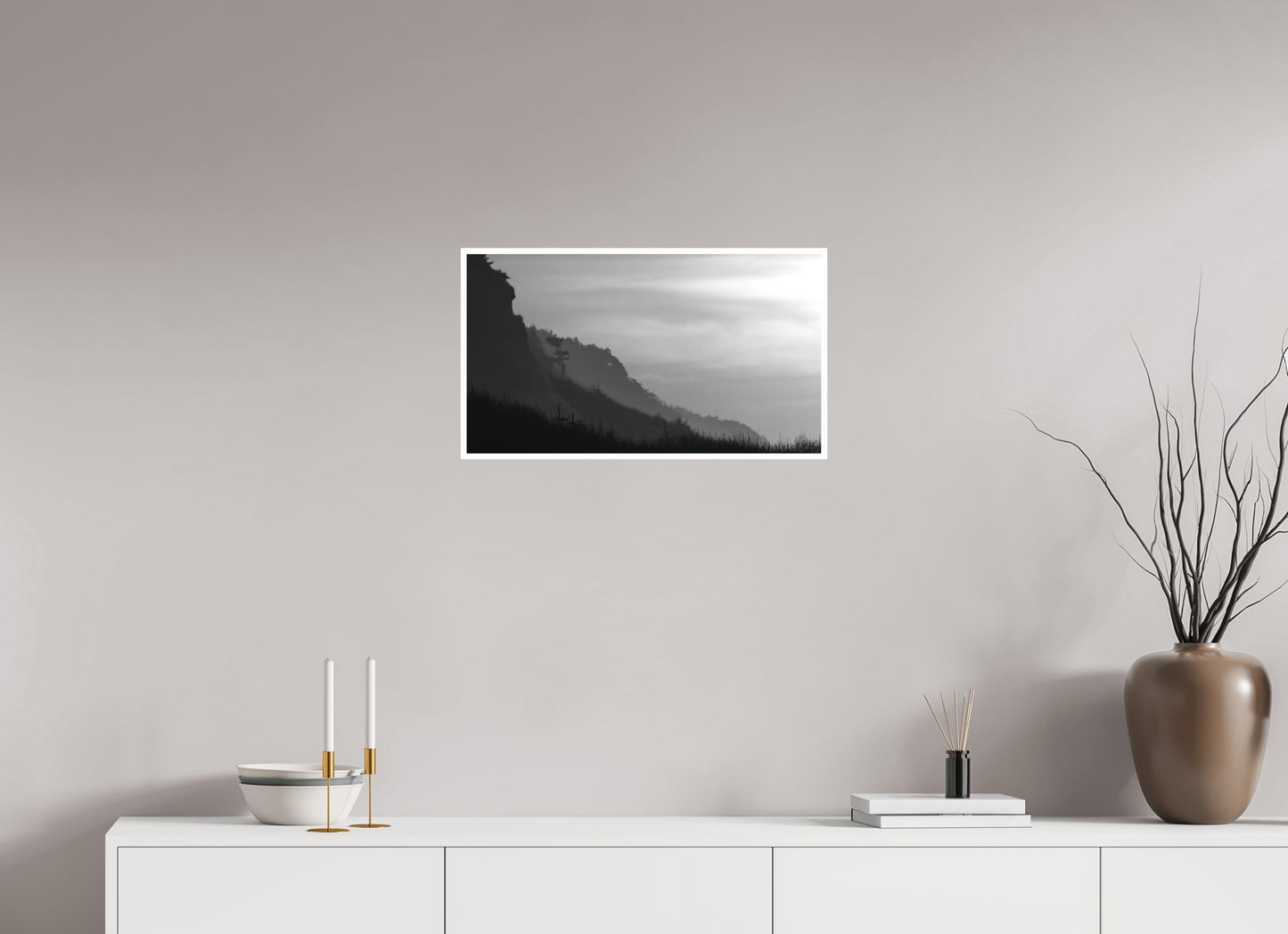 24 x 13.5″, Ilford B&W Photo Print Under Acrylic Glass PNW Landscape #1