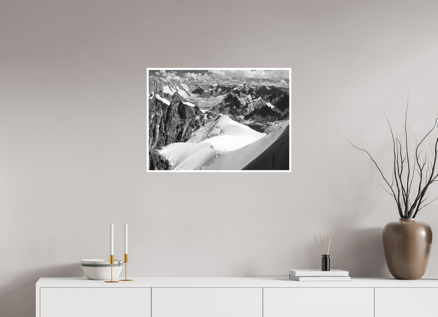 28 x 20″, Ilford B&W Photo Print Under Acrylic Glass Aiguille du Midi #4