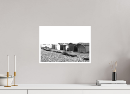 16.8 x 12″, Ilford B&W Photo Print Under Acrylic Glass Beach Huts