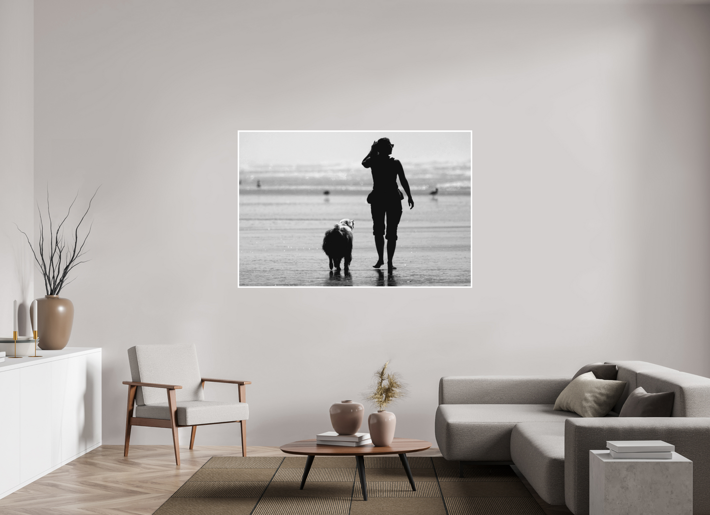 66 x 44″, Ilford B&W Photo Print Under Acrylic Glass Companions at the Beach