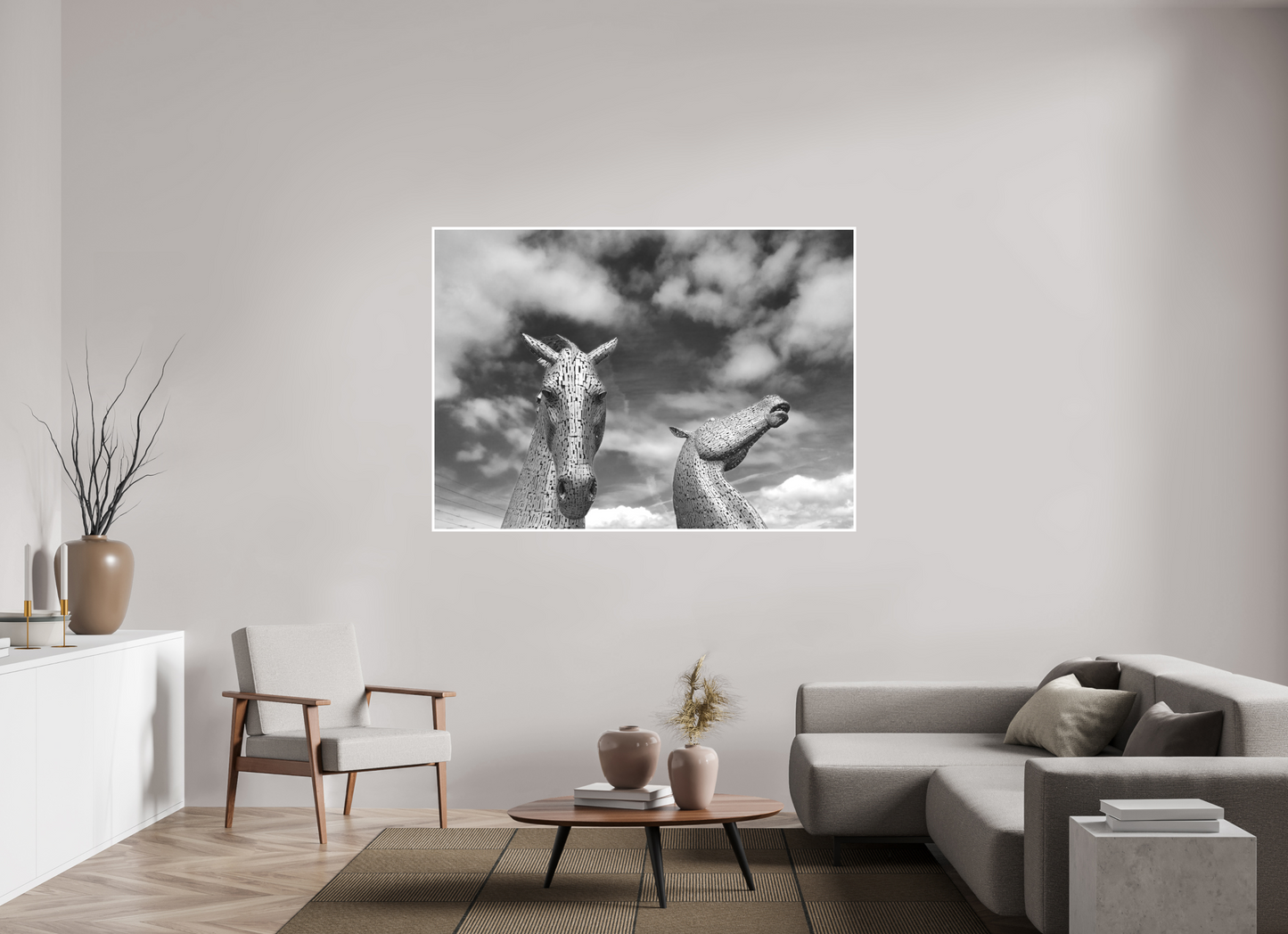 65.8 x 47″, Ilford B&W Photo Print Under Acrylic Glass Kelpies