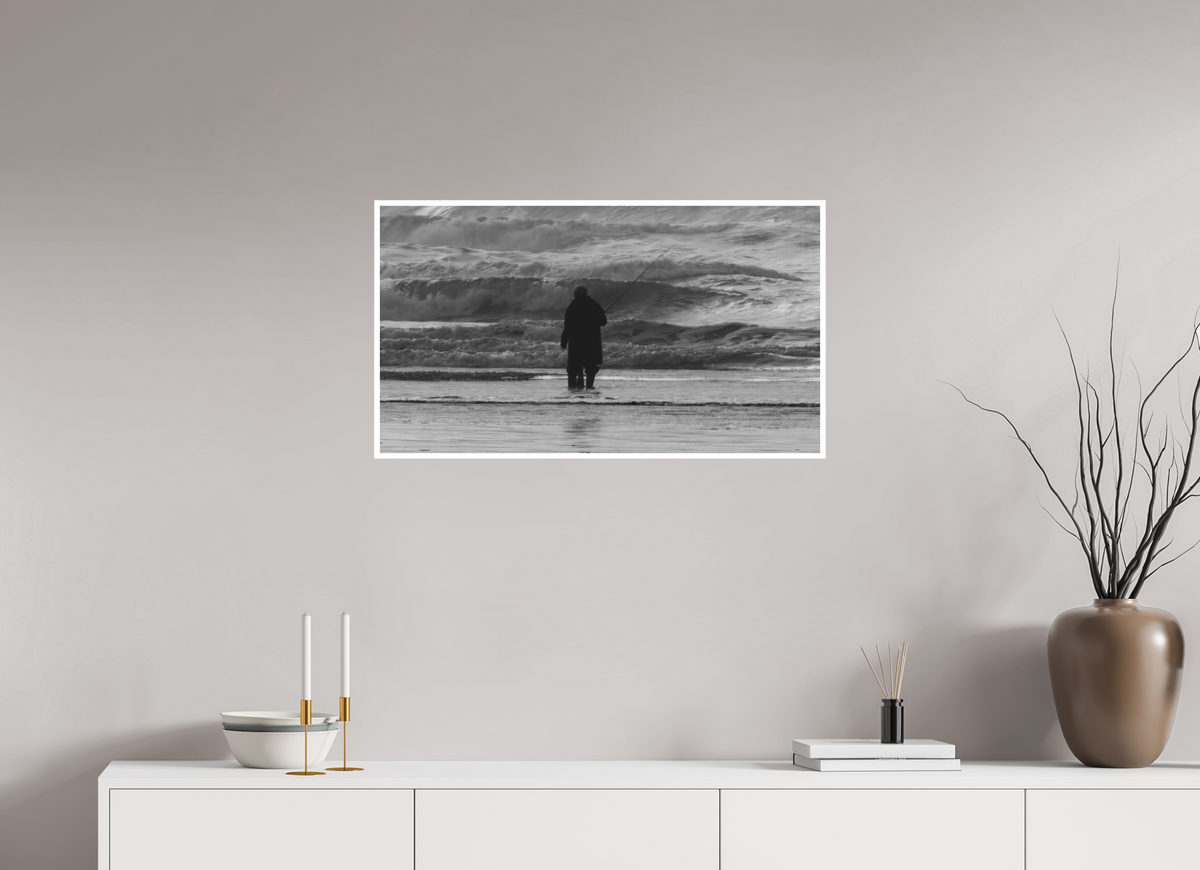 32 x 18″, Ilford B&W Photo Print Under Acrylic Glass Fisherman
