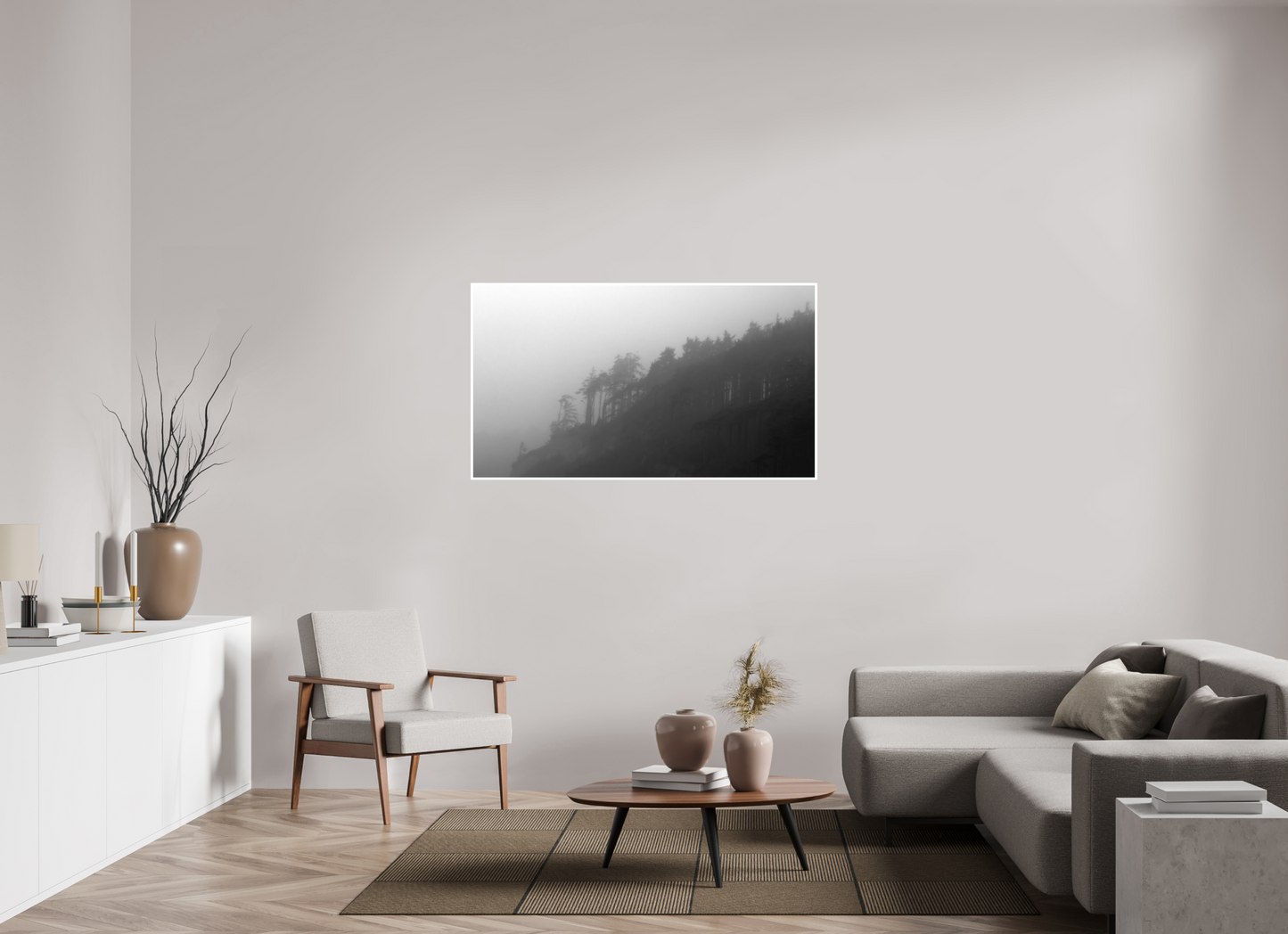 55 x 30.9″, Ilford B&W Photo Print Under Acrylic Glass PNW Landscape #2