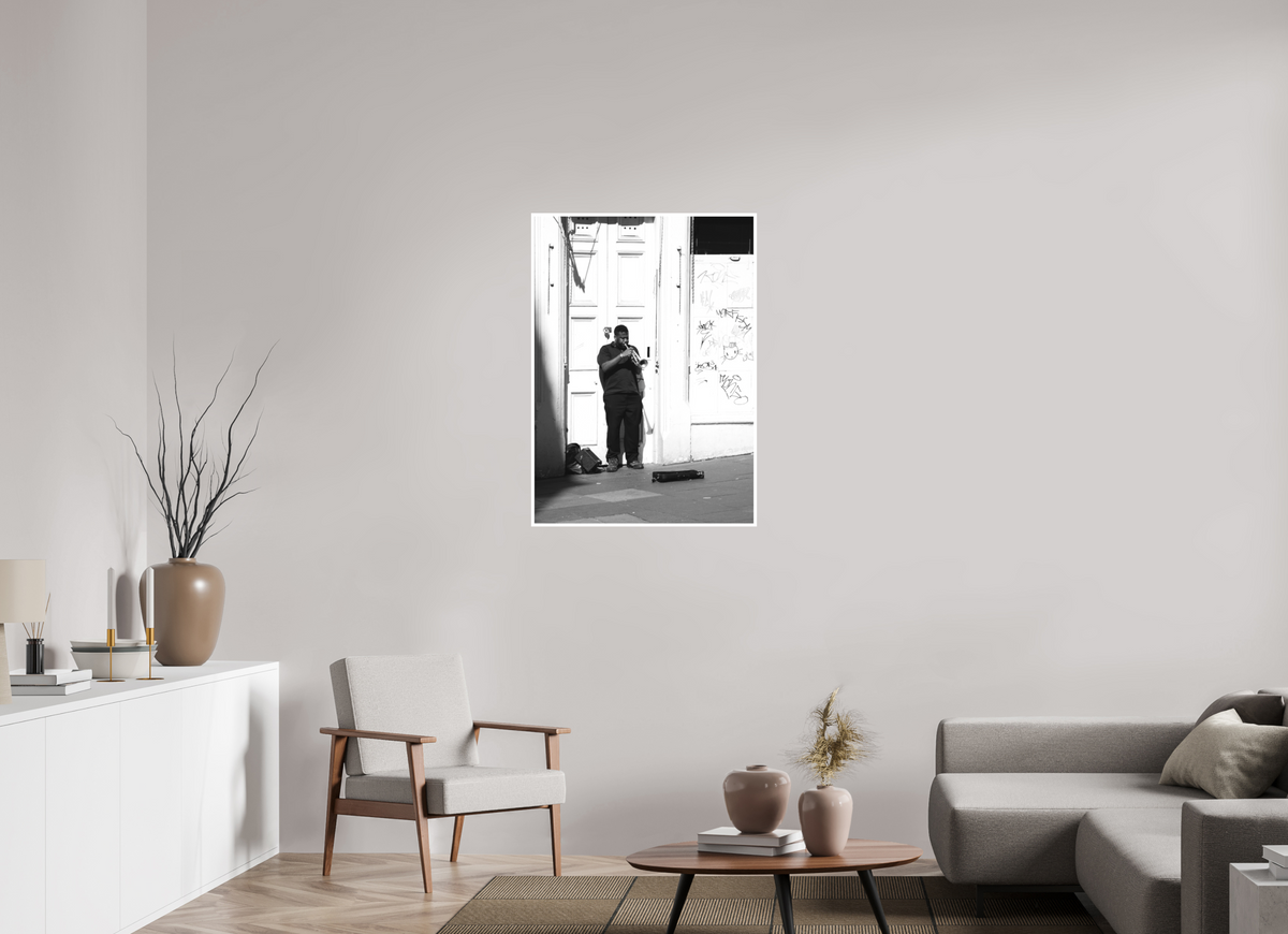 28 x 39.2″, Ilford B&W Photo Print Under Acrylic Glass Blues Man
