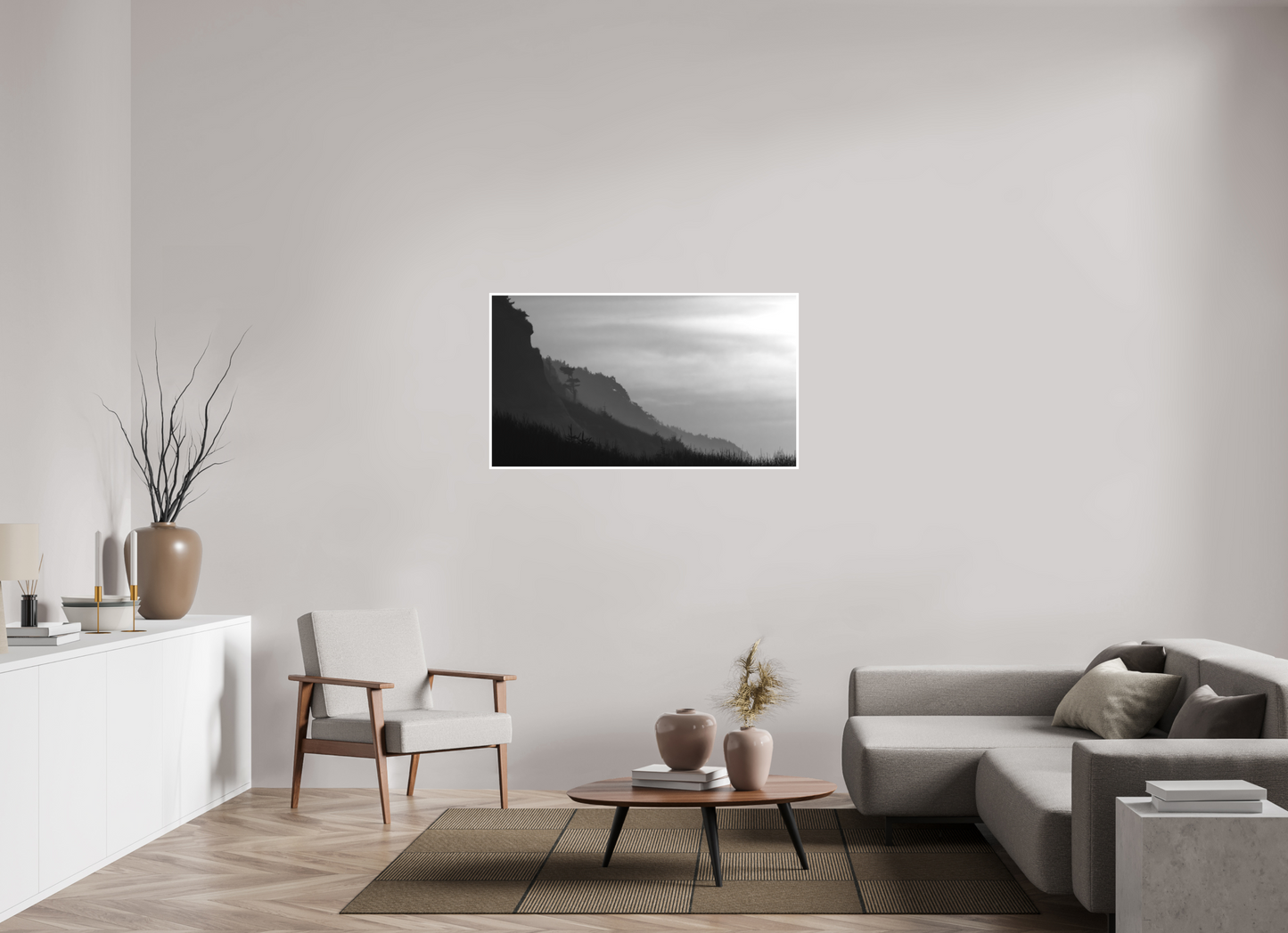 49 x 27.6″, Ilford B&W Photo Print Under Acrylic Glass PNW Landscape #1