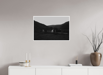 30 x 20″, Ilford B&W Photo Print Under Acrylic Glass Dalveen Pass Cottage