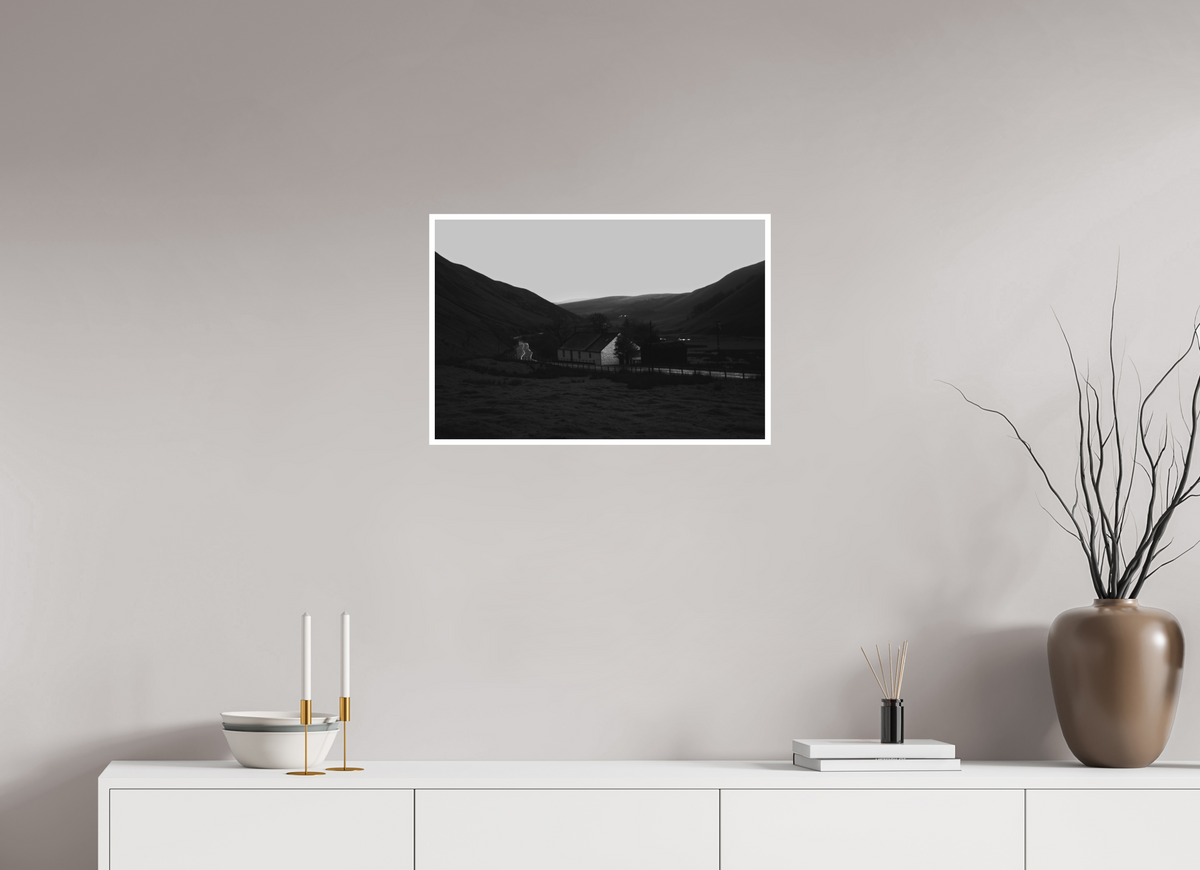 24 x 16″, Ilford B&W Photo Print Under Acrylic Glass Dalveen Pass Cottage