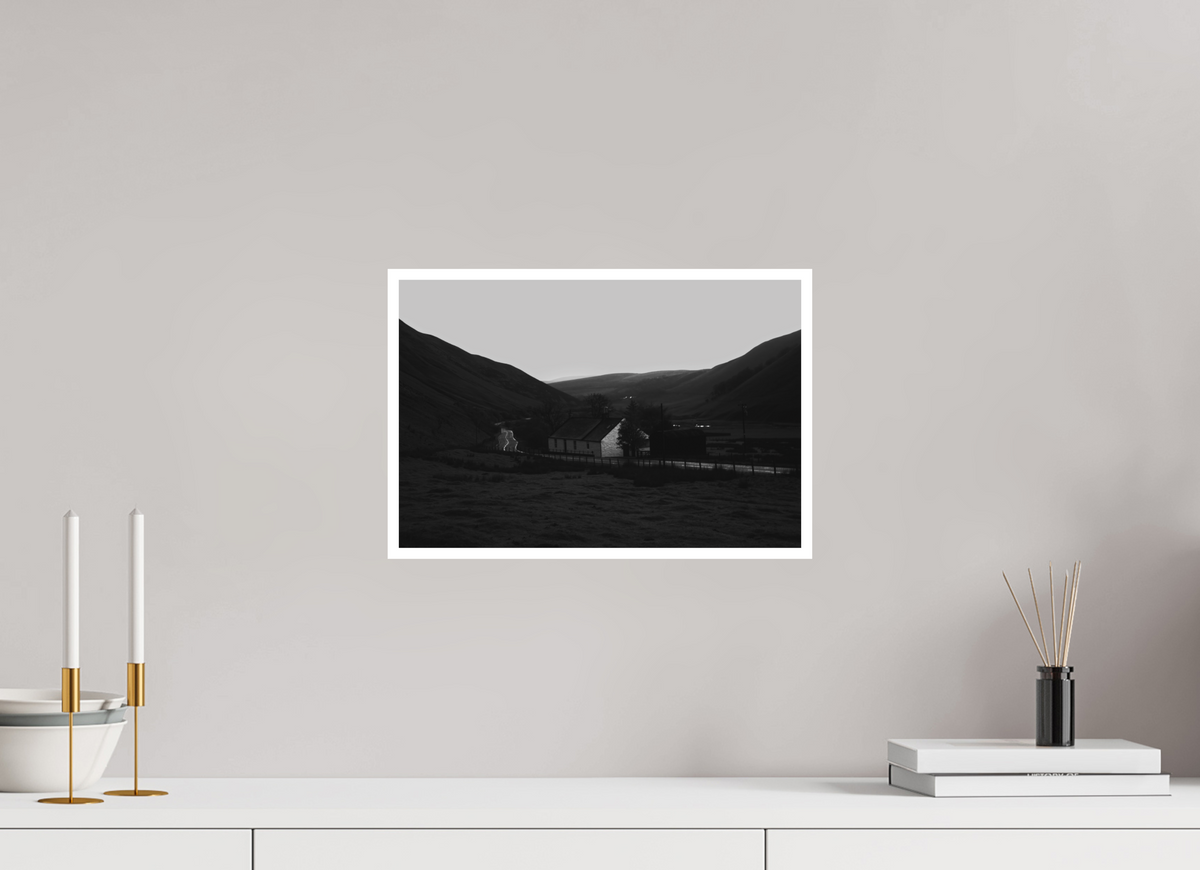 15 x 10″, Ilford B&W Photo Print Under Acrylic Glass Dalveen Pass Cottage